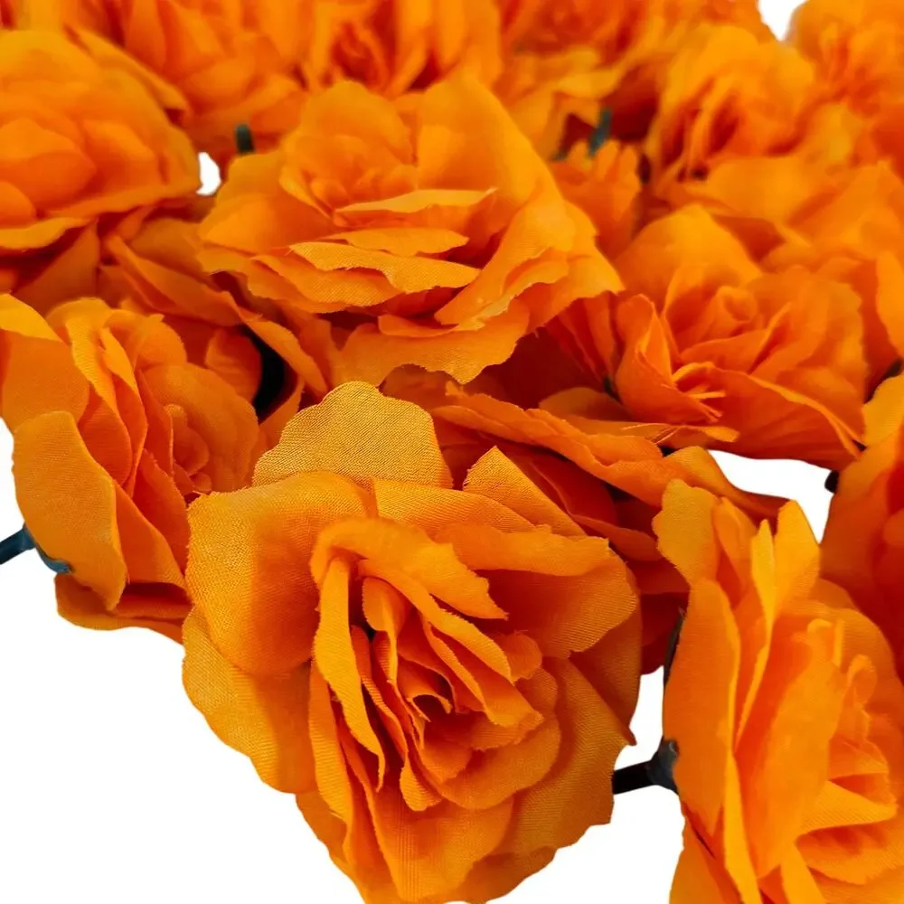 44 Orange Silk Rose Heads 2.5in Artificial Flower Wedding Craft DIY Floral Decor